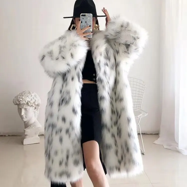 Top Trends: 2023 Women Winter New Faux Fox Fur Coat Lady Casual Snow Leopard Print Fur Jacket Female Thick Warm Mid-long Plush Outerwear Shoppable Styles