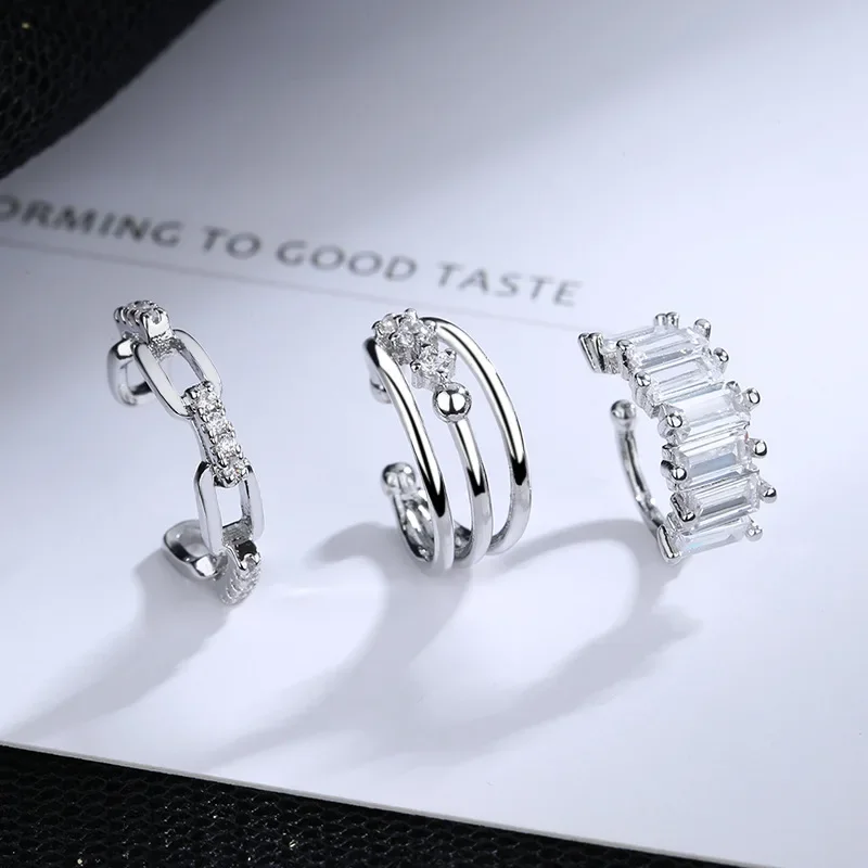 Top Trends: 1 Pcs Charming Line Zircon Clip On Earrings Ear Cuff Without Piercing Earrings Jewelry Shoppable Styles