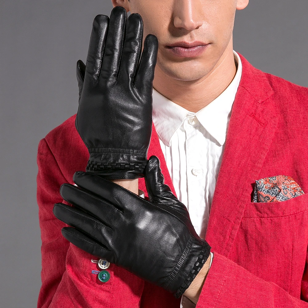 Top Trends: GOURS Winter Real Leather Gloves Men Black Genuine Goatskin Gloves With Fleece Lining Warm Soft Fashion New Arrival GSM018 Shoppable Styles