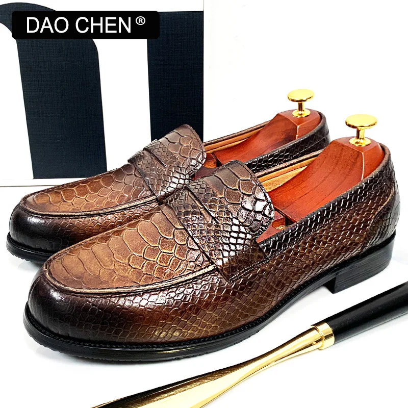 Top Trends: LUXURY MEN LEATHER SHOES BLACK COFFEE SLIP ON SNAKE PRINT DRESS MEN'S CASUAL SHOES WEDDING OFFICE BANQUET Loafers Shoes For Men Shoppable Styles