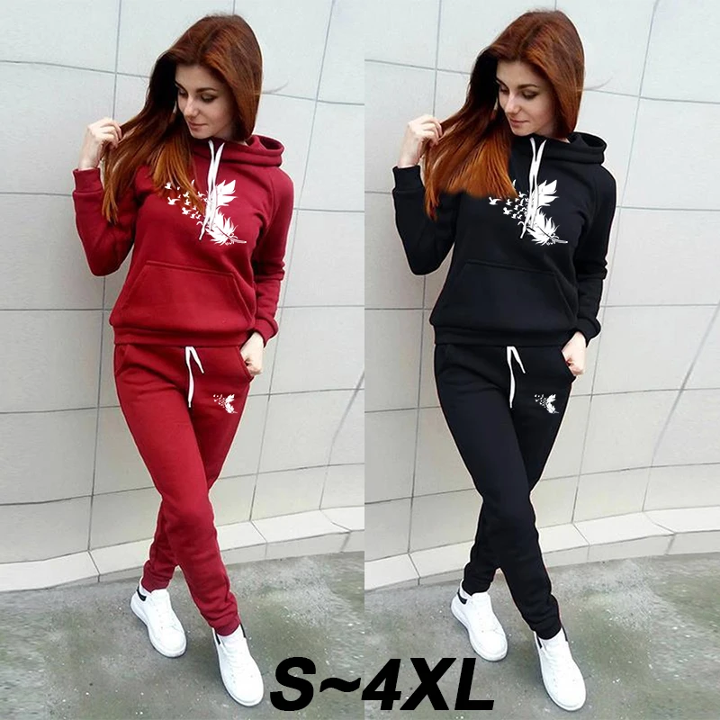 Top Trends: Women&#039;s Hoodie Sports Pants Two-piece Set Of Sportswear Jogging Suit Printed Pullover Hoodie Jogging Pants Two-piece Set Shoppable Styles