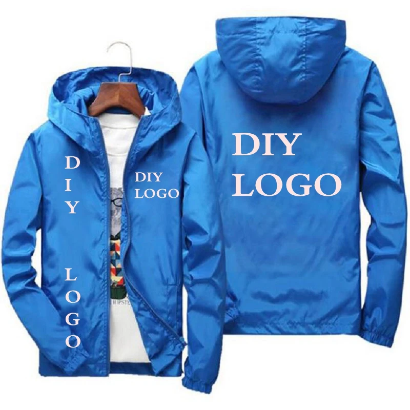 Top Trends: Custom LOGO Men's Jackets Brand Fashion Casual Zipper Hooded Spring Autumn Outdoor Windbreaker DIY Streetwear Male Coat 6XL Shoppable Styles