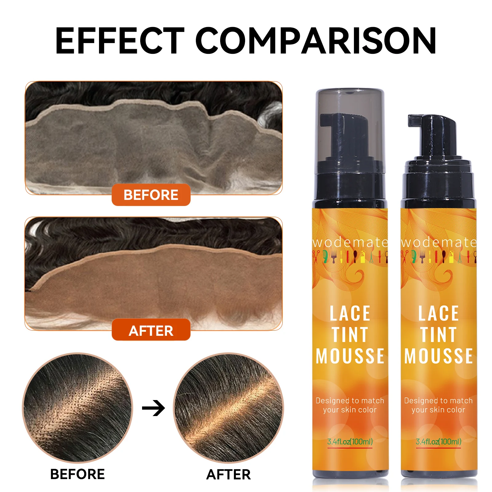 Top Trends: Lace Tint Mousse Waterproof Lace Tint Spray For Lace Wig Light Brown Hair Dye Quick Dry Wig Grids Concealer No Residue Shoppable Styles - Image 2