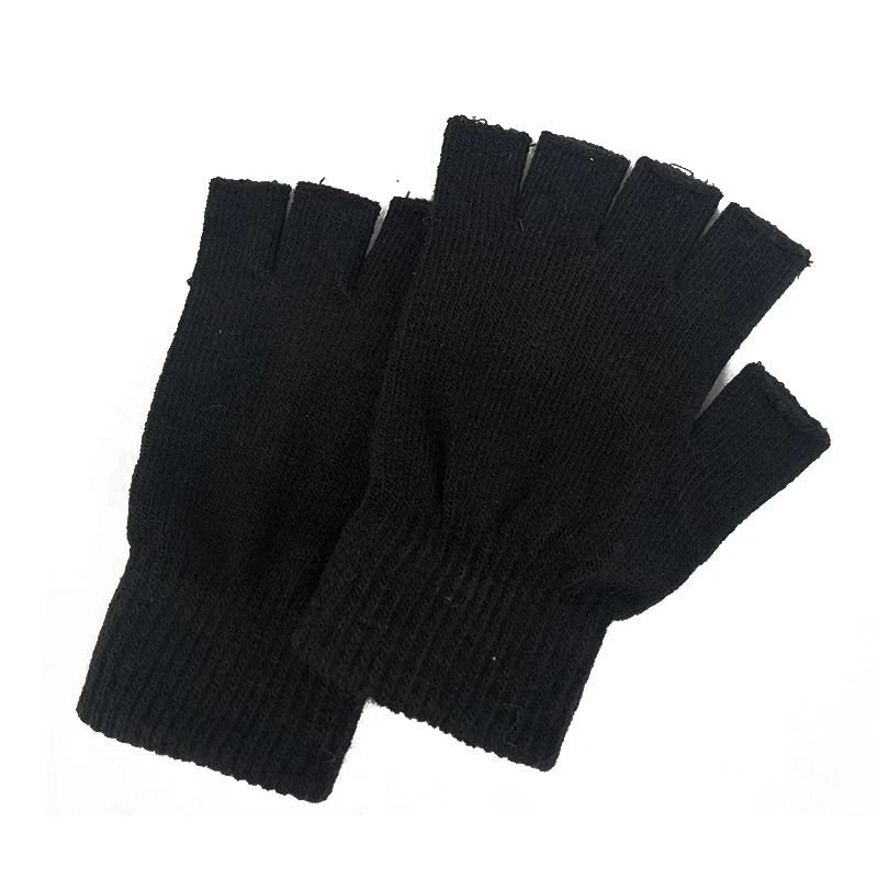 Top Trends: Winter Half Finger Fingerless Gloves Unisex Outdoor Mittens Short Warm Glove Women Men Wool Knit Gloves Elastic Comfort Glove Shoppable Styles