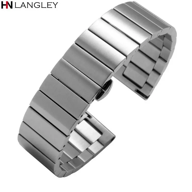 Top Trends: Stainless Steel Watch Band For Huawei Gt2 Strap Wristband For Samsung Galaxy Watch 3 / 4 Band 16 / 18 / 20 / 22mm Butterfly Buckle Metal Shoppable Styles