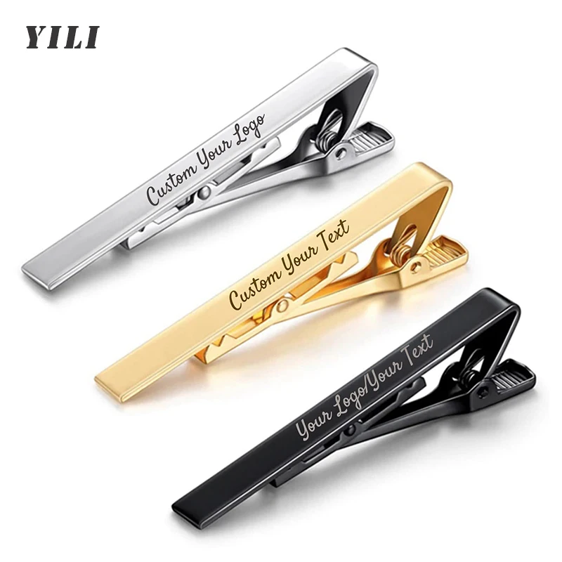 Top Trends: Personalized Engraved Tie Clip / Cufflinks For Men Customized DIY Logo Tie Clips Custom Engraving Names Stainless Steel Jewelry Shoppable Styles