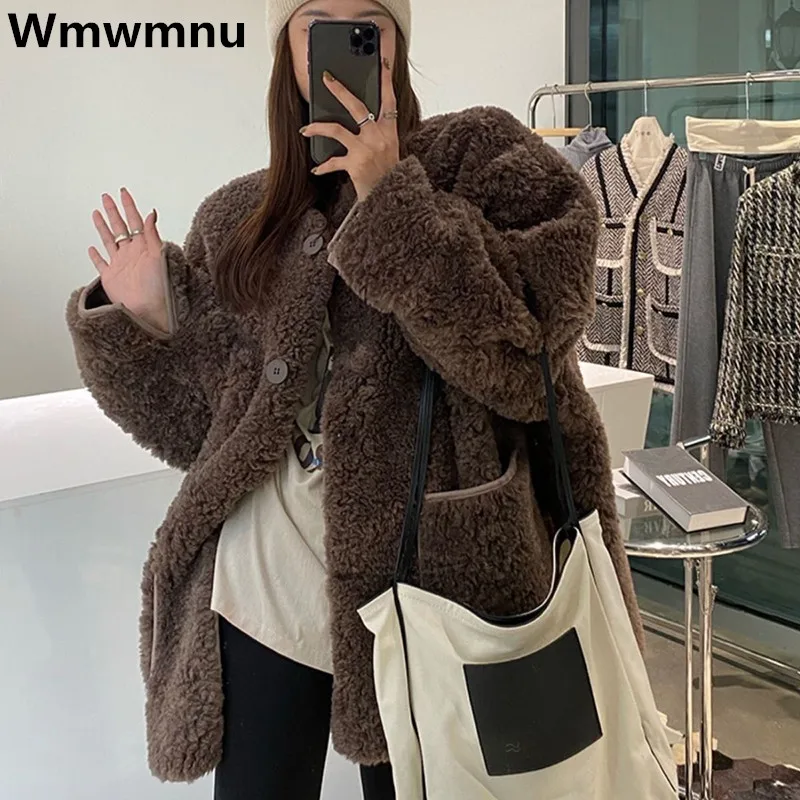 Top Trends: Oversized 4xl Womens Lambwool Coats Winter Warm Thick Jackets Casual Mid Length Loose Fashion Jaqueta Plush Top Elegant Chaqueta Shoppable Styles