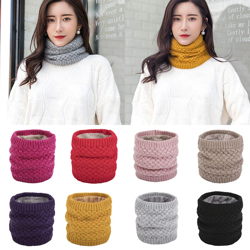 Top Trends: Wool Drawstring Neck Cover Adjustable Warmer Snood Solid Color Fleece Neck Cover Knitting Thicken Scarves Winter Ring Scarf DIY Shoppable Styles - Image 6