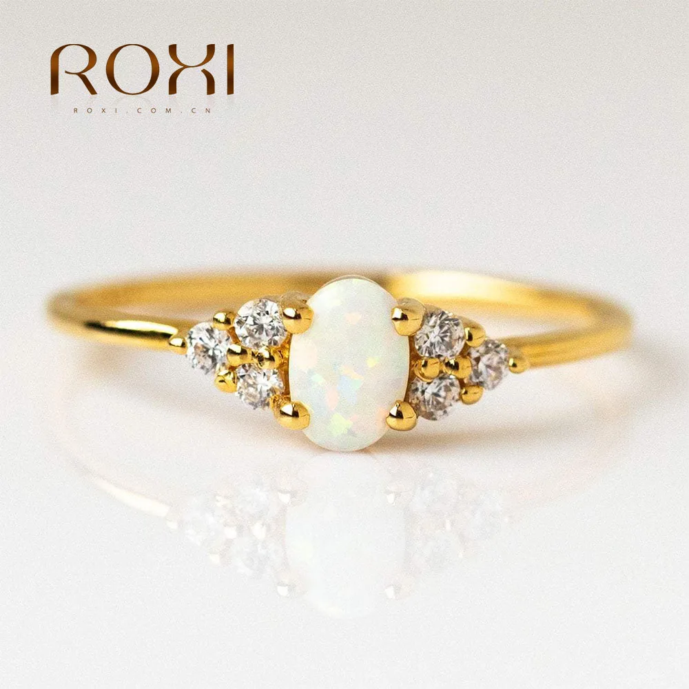 Top Trends: ROXI Anillo Plata S925 Sterling Silver Microinlaid Crystal Opal Women's Wedding Ring 18k Gold Plated Finger Rings 6 7 8 Size Shoppable Styles