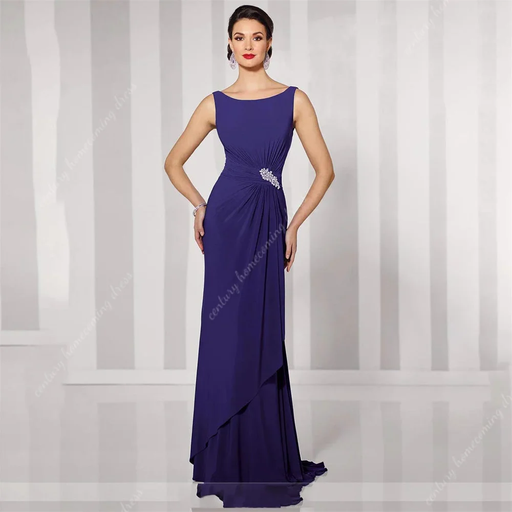 Top Trends: Elegant Royal Blue Mother Of The Bride Dresses Chiffon Sleeveless Wedding Party Gowns Mermaid Pleat Floor-Length فساتين السهرة Shoppable Styles