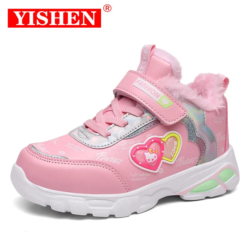 Top Trends: YISHEN Sneakers For Girls Warm Plush Cotton Shoes Winter Children's Shoes Casual Shoes Running Sneakers Baskets Pour Filles Pink Shoppable Styles