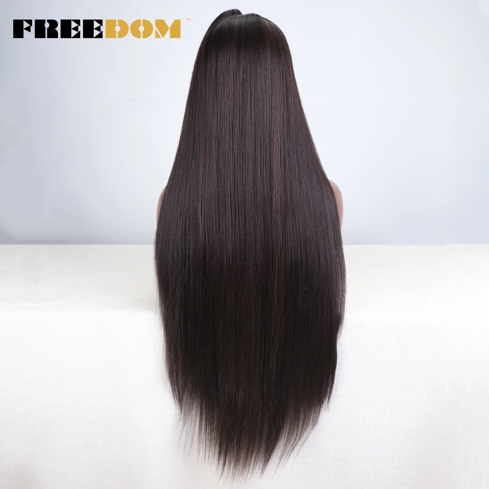 Top Trends: FREEDOM Synthetic Straight Lace Front Wigs For Black Women 13x4 Updo Ombre Brown Red White Long Straight Wigs With Baby Hair Shoppable Styles - Image 5