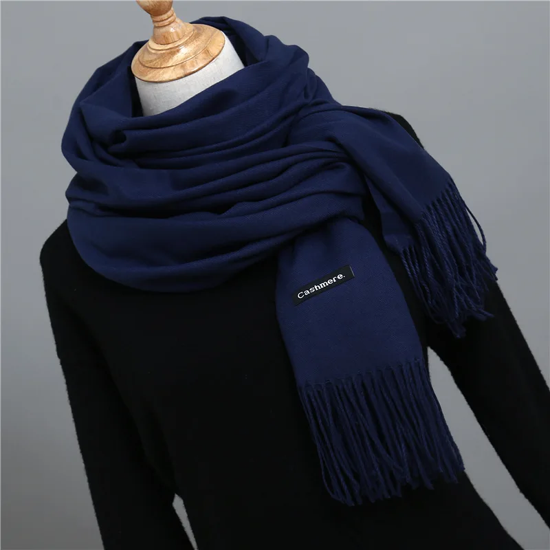 Top Trends: Solid Color Cashmere Scarf For Men Winter Pashmina Warm Neckerchief Navy Black Gray Men&#039;s Business Scarves Male Bufandas Shawls Shoppable Styles