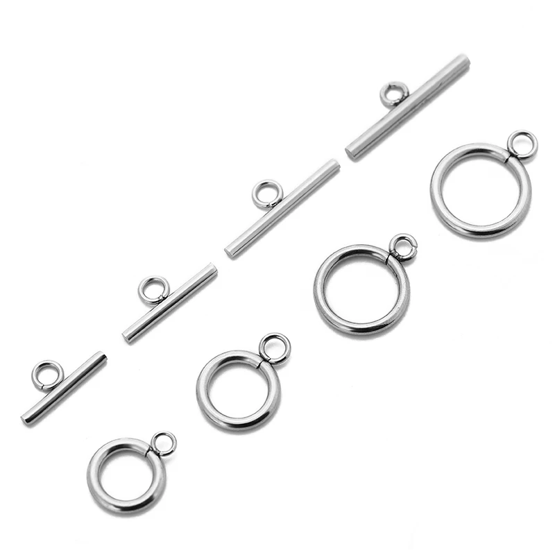 Top Trends: 10sets / lot Stainless Steel O T Shape Buckle Clasps 12mm 13mm 14mm 16mm Connections Clasps Fit DIY Jewelry Marking Findings Shoppable Styles