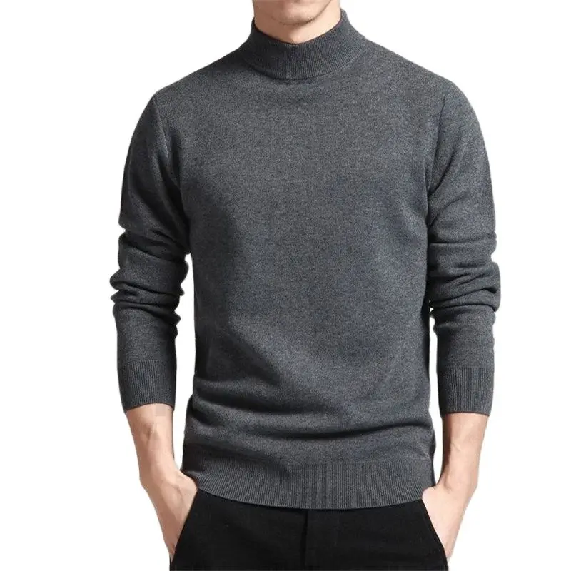 Top Trends: Spring Autumn Men Sweater Solid Color Pullovers Mock Neck Thin Fashion Knitted Pullovers Shoppable Styles