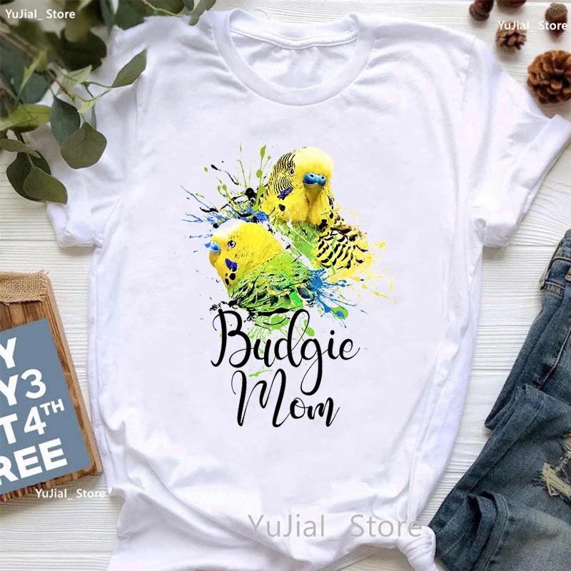 Top Trends: Budgie Mom Papakeets Graphic Print T Shirt Women Clothes 2024 Funny White Tshirt Femme Kawaii Cockatiel T-Shirt Tops Shoppable Styles