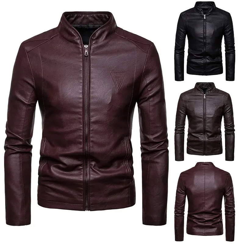 Top Trends: Mens Jackets Mens Faux Leather Jacket Classic Stand Collar Motorcycle Coat Slim Fit With Full Zip Long Sleeve Winter Outdoor Shoppable Styles