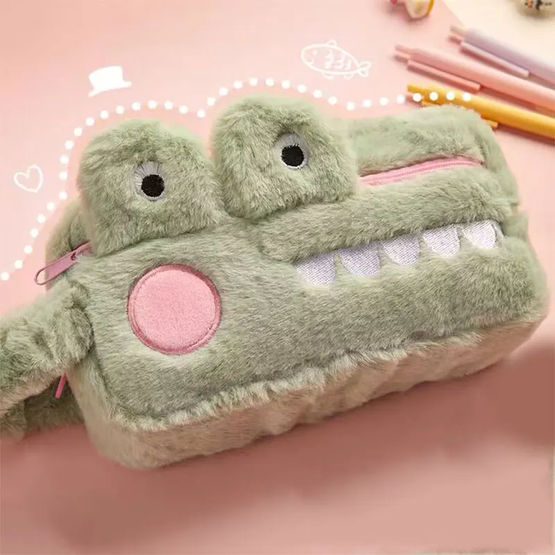 Top Trends: Desktop Pencil Storage Bag Kawaii Pencil Pouch Plush Large Capacity Stationery Cosmetic Bags Cartoon Storage Pen Box Shoppable Styles