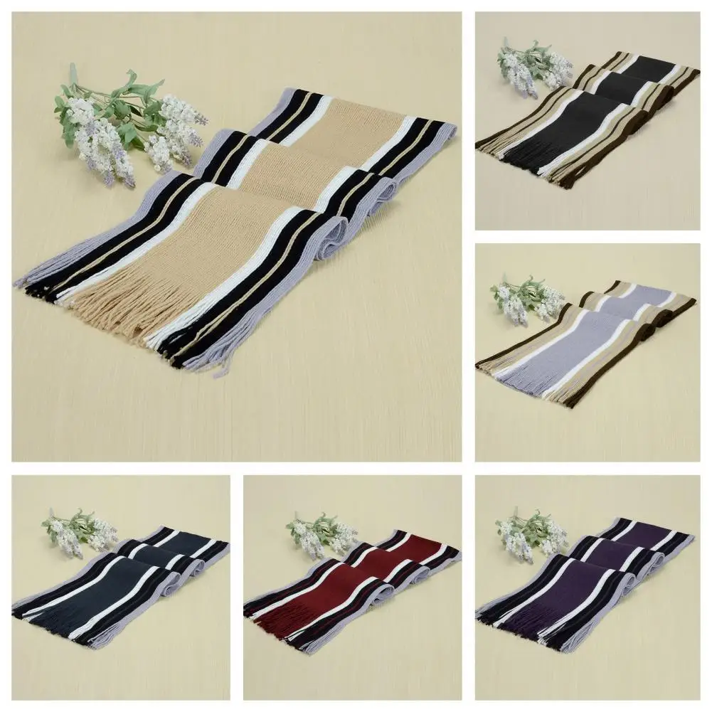 Top Trends: Stylish Breathable Fringe Trendy Striped Splicing Color Warm Long Scarf Costume Accessories Thermal Scarf Men Scarf Shoppable Styles