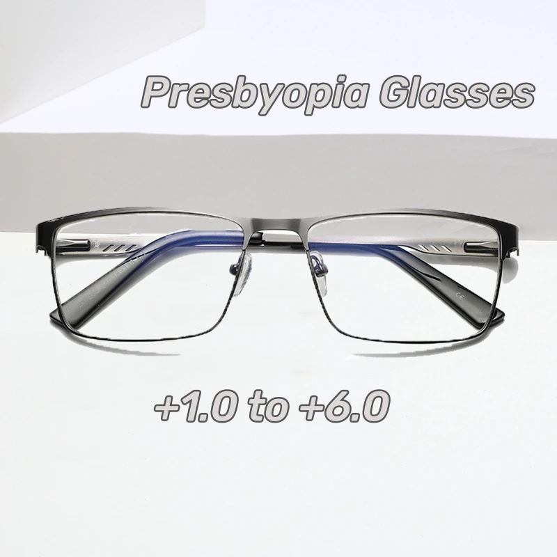 Top Trends: Men Square Metal Large Frame Reading Spring Leg Elderly Presbyopia Glasses Blue Light Blocking Eye Protection Eyeglasses Shoppable Styles