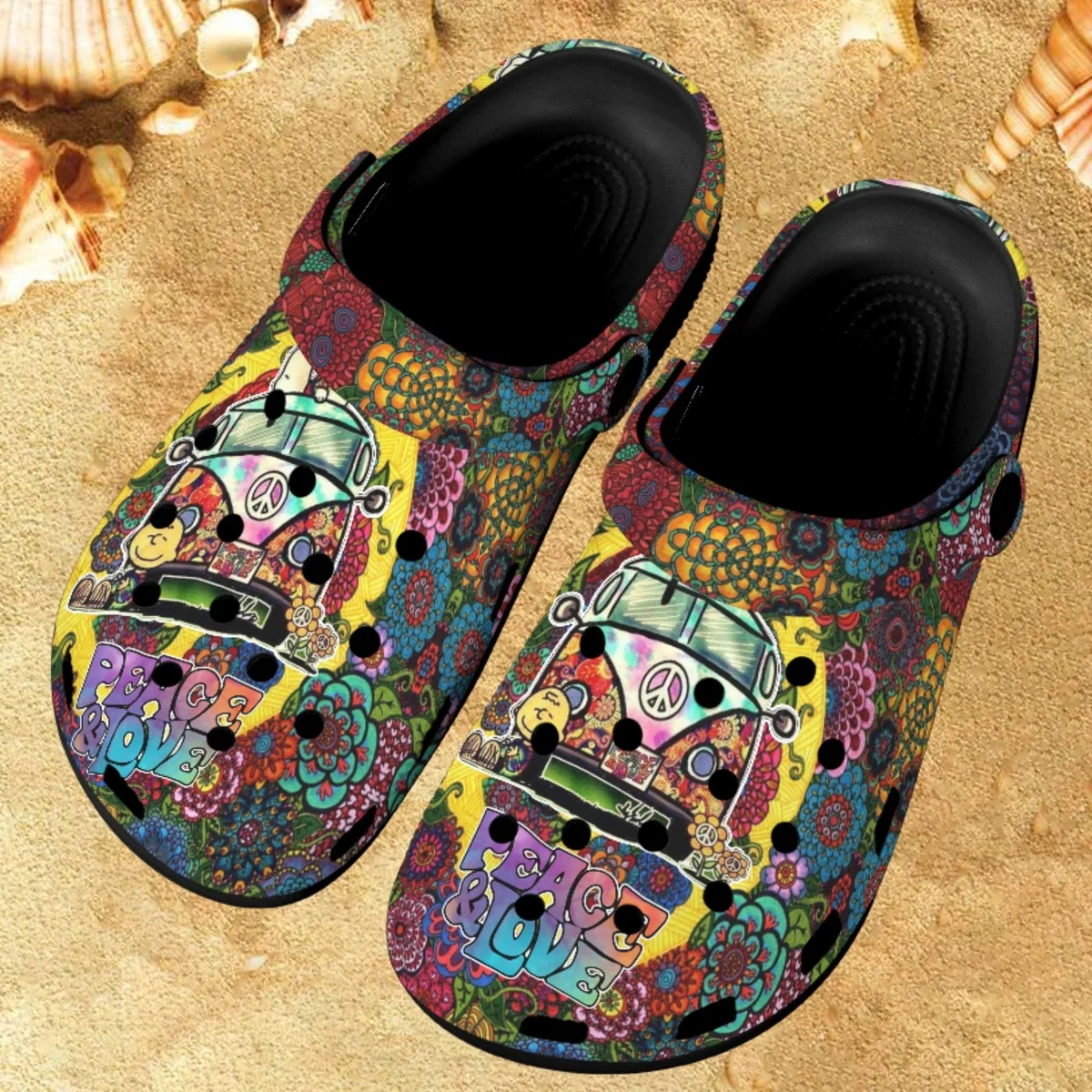 Top Trends: Outdoor Slippers Women Summer Peace And Love Design Print Fashion Ladies Home Sandals Shoes Woman Flats Breathable Beach Slides Shoppable Styles