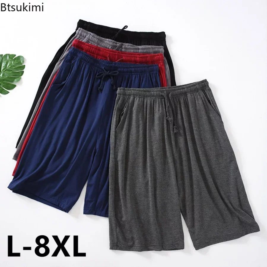 Top Trends: Plus Size 7XL 8XL Casual Sleep Shorts For Men Casual Modal Men&#039;s Pajamas Shorts Summer Soft Five Points Cotton Beach Shorts Male Shoppable Styles