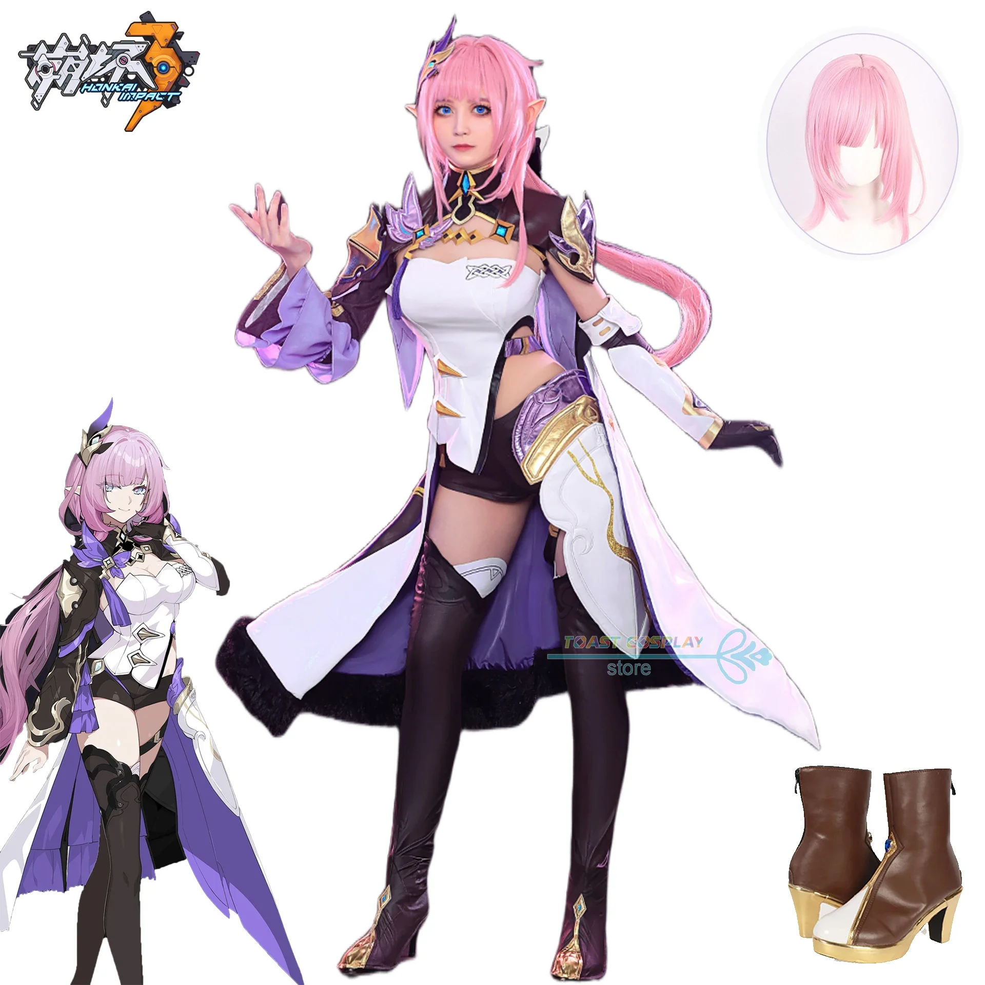 Top Trends: Honkai Impact 3rd Elysia Cosplay Costume Sexy Dress Wig For Halloween Party Game Cos Outfits For Women Elysia Cosplay Full Set Shoppable Styles