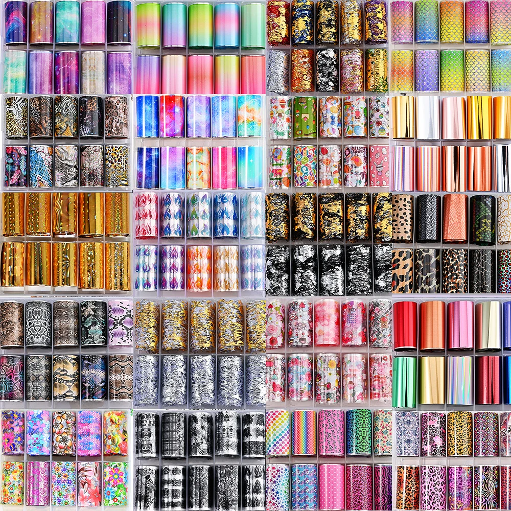 Top Trends: 100 Patterns Animal Nail Foils 10ROLLS BOXED Transfer Paper Stickers Sliders DIY Water Marble Boxed Nail Foil NZ-1H Shoppable Styles