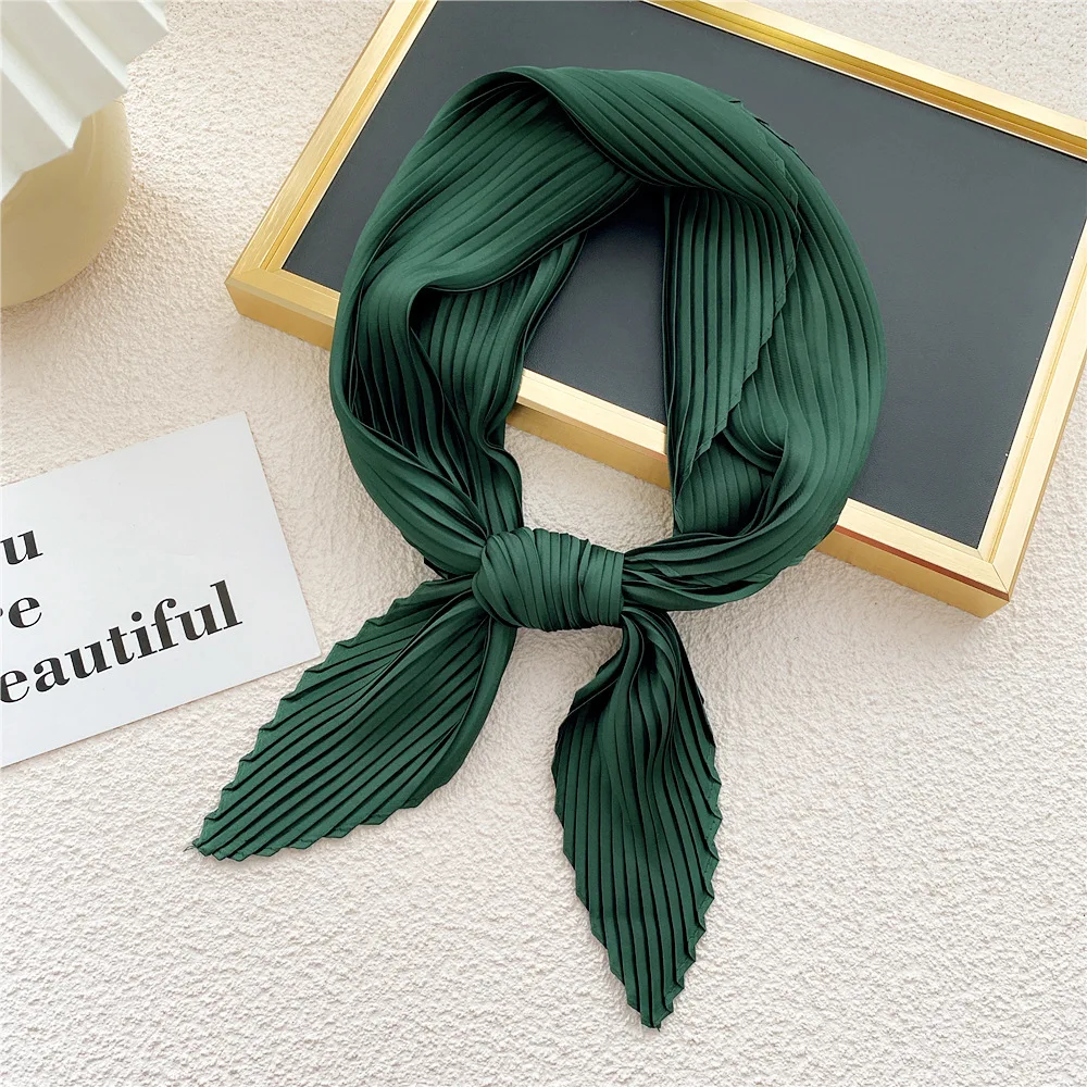 Top Trends: Head Neck Small Pleated Hair Tie Band Women Square Silk Scarf Hair Scarf Neckerchief Solid Color Headscarf Small Scarves Muffler Shoppable Styles - Image 5