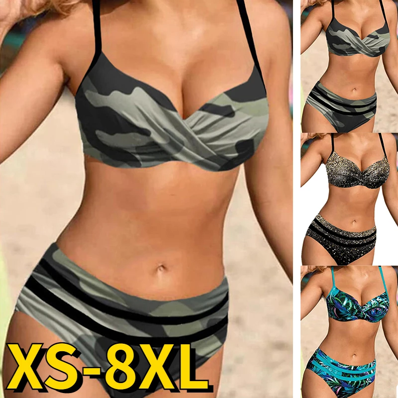 Top Trends: 2023 Summer Swimwear Women High Waist Bikinis Set Swimsuit Vintage Print Bathing Suit Women Sexy Bikini Two-piece Set Swimsuit Shoppable Styles