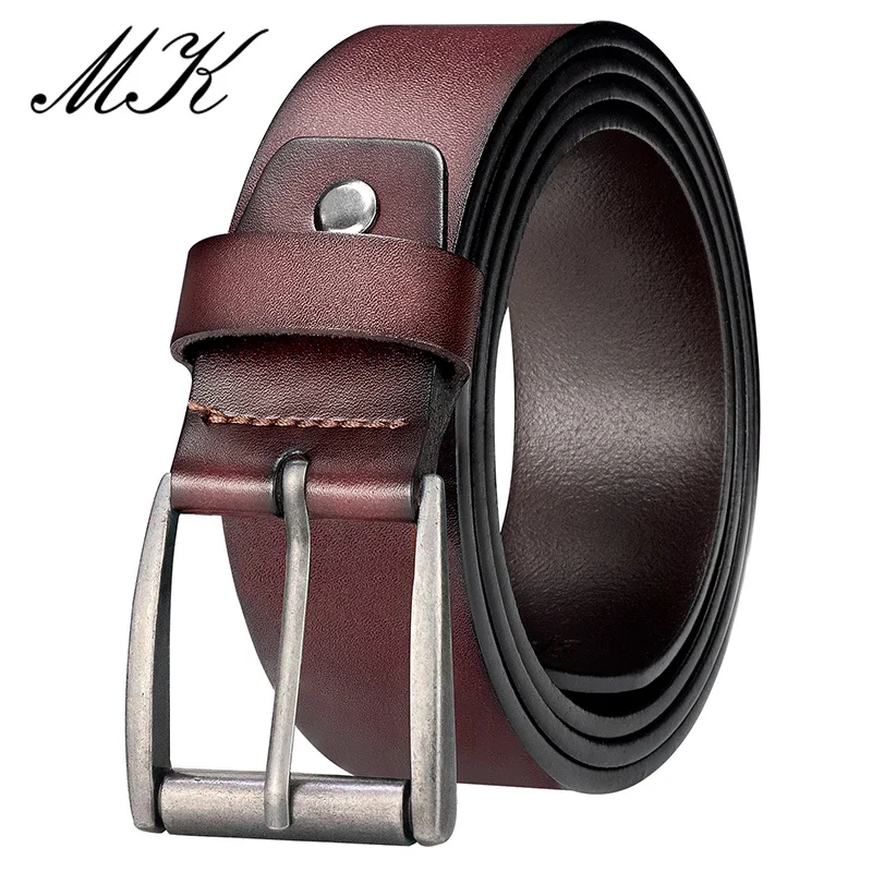 Top Trends: Maikun Genuine Leather Belts For Men For Jeans Trousers Men&#039;s Casual Vintage Alloy Pin Buckle Second Layer Leather Belt Shoppable Styles