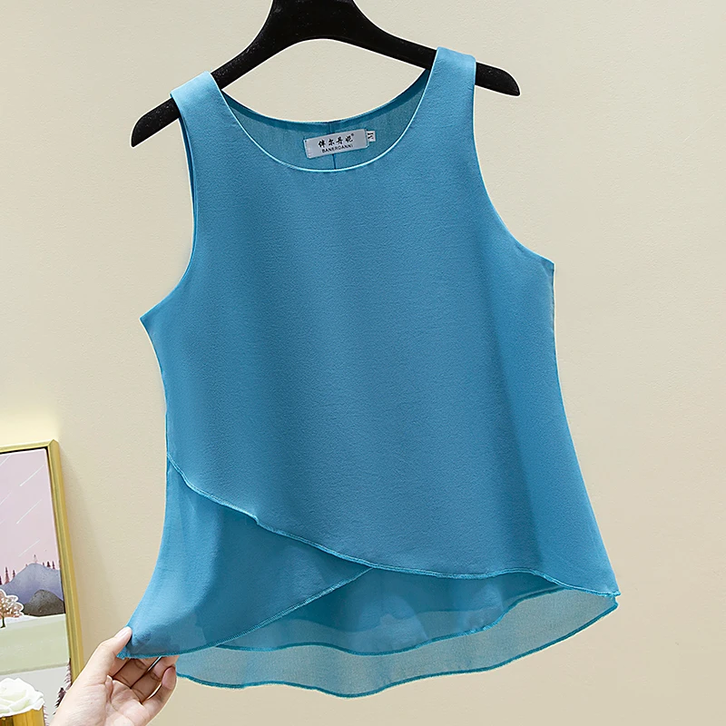 Top Trends: New Arrival Fashion RU Brand Summer Sleeveless Chiffon Shirt Tops Loose Large Size Slim Casual Women's Shirts Bottoming Camisole Shoppable Styles