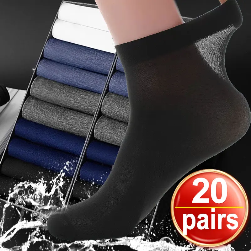 Top Trends: Men Socks Bamboo Fiber Middle Tube Socks Summer Spring Thin Breathable Business Men Absorption Deodorant Silk Long Sock Shoppable Styles