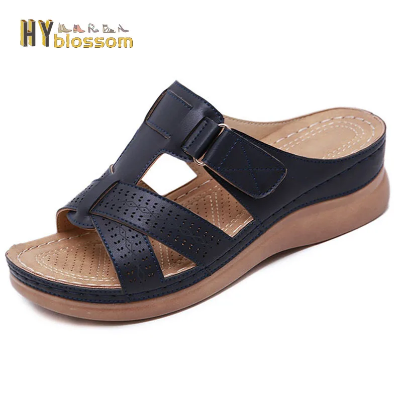 Top Trends: Women Wedge Slippers Premium Slippers Vintage Anti-slip Casual Female Platform Retro Shoes Orthopedic Sandals Woman Slippers Shoppable Styles