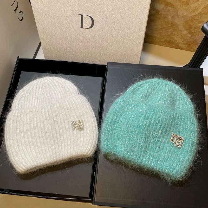 Top Trends: 2022 Ins Solid Shiny Color Beanies Skullies Rabbit Fur Letter Woman Fluffy Winter Hat For Best Matched Warm Soft Gift Wholesale Shoppable Styles - Image 2