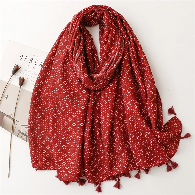 Top Trends: New Fashion Aztec Polka Floral Tassel Viscose Shawl Scarf Lady Thick Soft Winter Muffler Headband Foulard Sjaal Wrap Hijab Snood Shoppable Styles