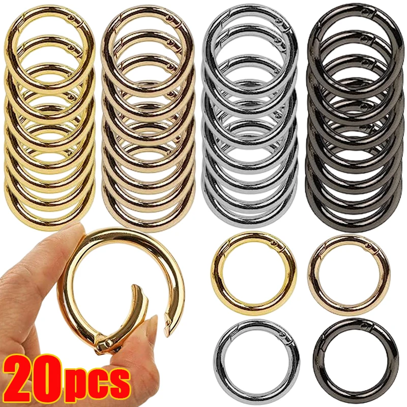 Top Trends: 20pcs Colorful Metal Ring Spring Clasps DIY Jewelry Openable Round Carabiner Keychain Bag Clips Hook Dog Chain Buckles Connector Shoppable Styles