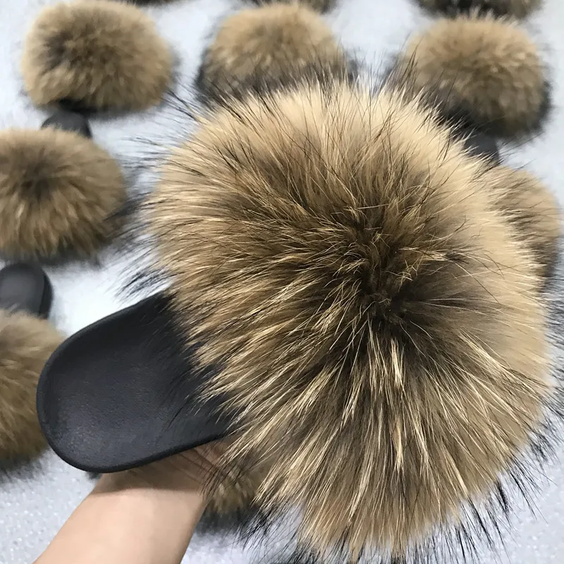 Top Trends: Real Fox Fur Slides Furry And Fluffy Fur Slippers Indoor House Women Flip Flops Beach Shoes Summer Woman Sandals Shoppable Styles