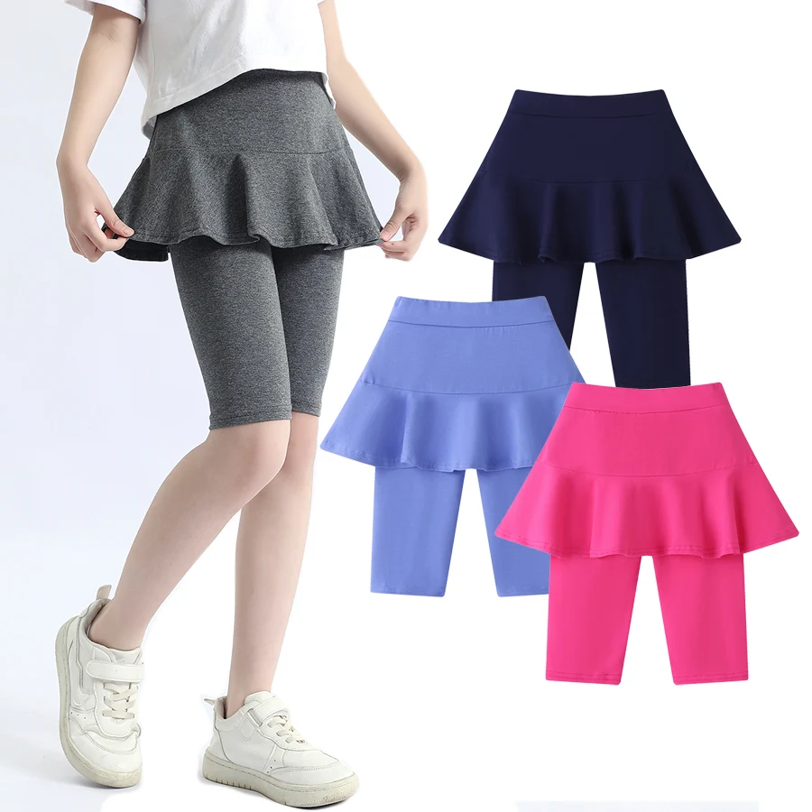 Top Trends: SheeCute Summer Girls Knee-length Skinny Cotton Leggings Baby Kids Candy Color Pants With Skrit RB001 Shoppable Styles