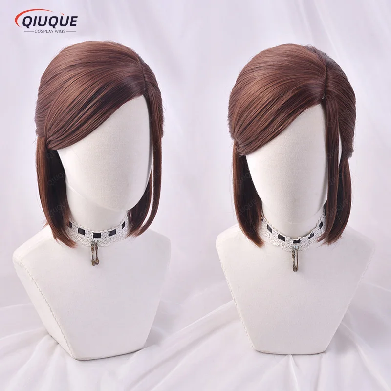 Top Trends: Game The Last Of Us Ellie Cosplay Wig Brown Short Side Parting Styled Cosplay Wigs Heat Resistant Synthetic Hair + Free Wig Cap Shoppable Styles