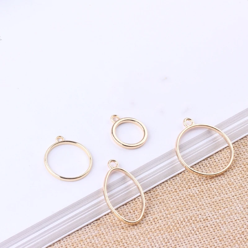 Top Trends: 10pcs Gold Metal Round Oval Pendants Charms DIY Stud / Drop Earrings Necklace Making Women Fashion Jewelry Findings Accessories Shoppable Styles