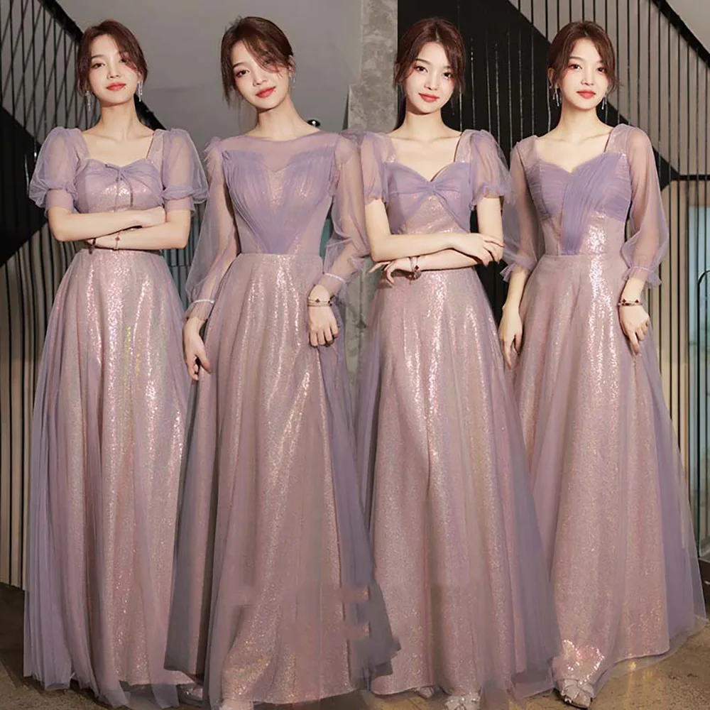 Top Trends: Shiny Purple Long Bridesmaid Dress For Wedding Party Guest Formal Banquet Evening Dresses Women Birthday Quinceanera Ball Gown Shoppable Styles