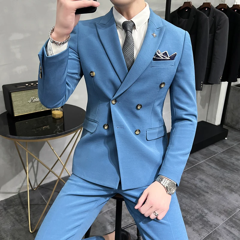 Top Trends: (Jackets+ vest+ pants)2023 Men's Spring Quality Casual Business Suit British Style Fashion Casual Groom's Wedding Dress Blazers Shoppable Styles