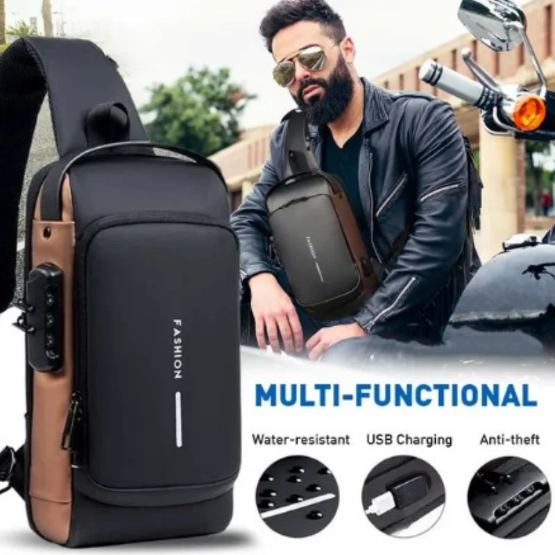 Top Trends: Crossbody Bags Men Black Large Capacity USB Charging Sport Sling Bag Anti-theft Chest Bag With Password Lock Bolsas сумка 가방 Sac Shoppable Styles