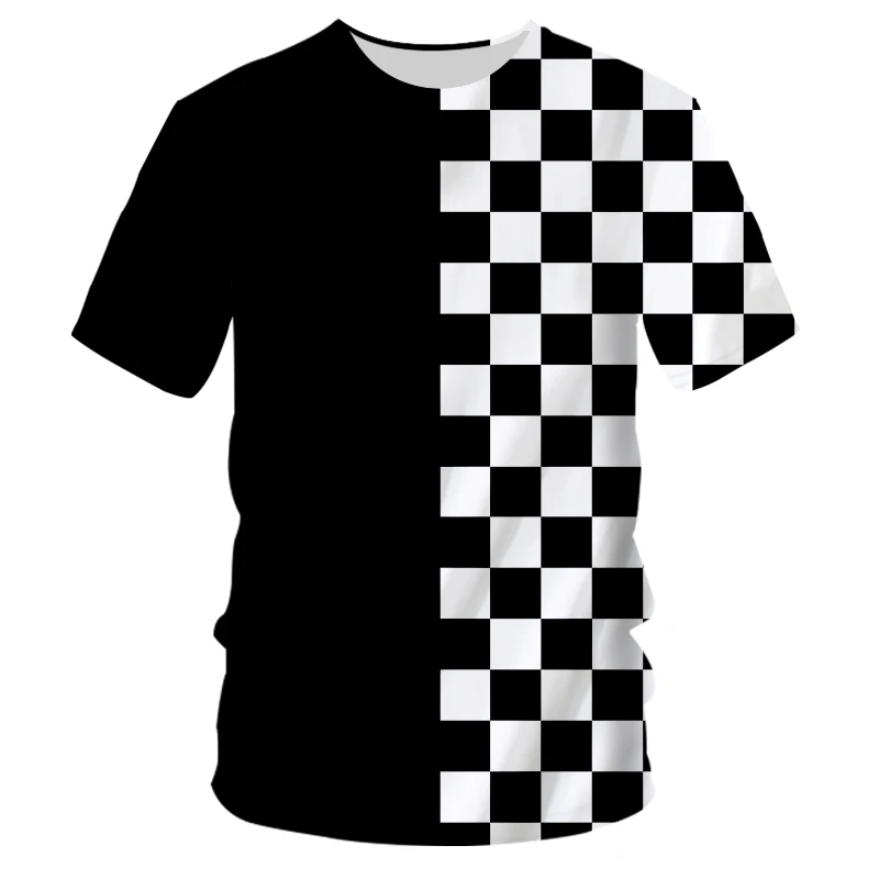 Top Trends: Fashion Stripe Lattice Graphic Men&#039;s And Women&#039;s T-Shirts Casual 3D Print Hip Hop Harajuku Personality Round Neck Short Sleeve Shoppable Styles