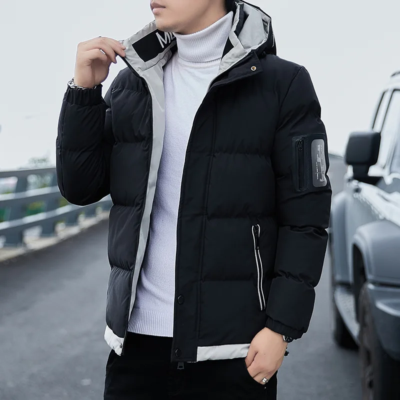 Top Trends: 2023 Winter Parkas Men Puffer Jacket Long Sleeve Hooded Coat Bomber Jacket Thickened Warm Zipper Outerwear Korean Fashion Shoppable Styles