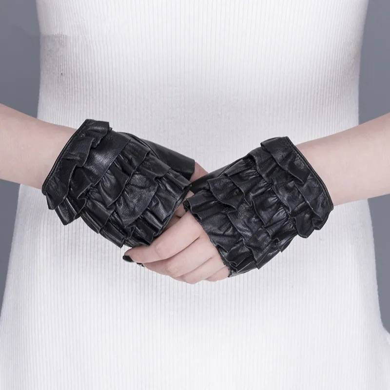 Top Trends: GOURS Winter Real Leather Gloves Women Black Fashion Genuine Goatskin Fingerless Unlined Gloves Streetwear Driving Soft GSL062 Shoppable Styles