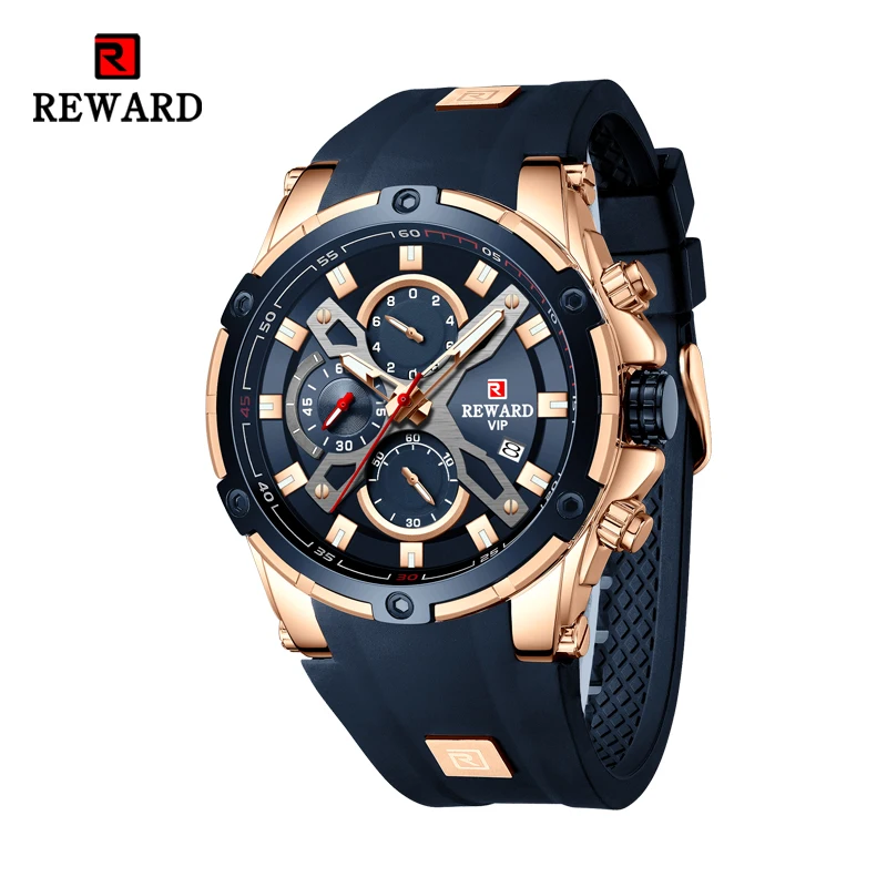 Top Trends: REWARD New Quartz Watches For Men Luxury Brand Big Dial Watch Waterproof Sport Wristwatch Silicone Band Chronograph Clock Shoppable Styles