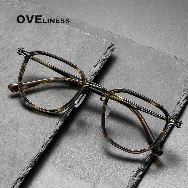 Top Trends: Acetate Titanium Glasses Frame For Men Retro Square Prescription Eyeglasses Frames Women 2022 Vintage Myopia Optical Eyewear Shoppable Styles - Image 2