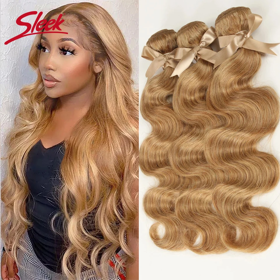 Top Trends: Sleek Blonde 27 Colored Hair Brazilian Body Wave Natural Remy Human Hair Bundles 8 To 26 Inches Sold By 1 / 3 / 4 Hair Extension Shoppable Styles